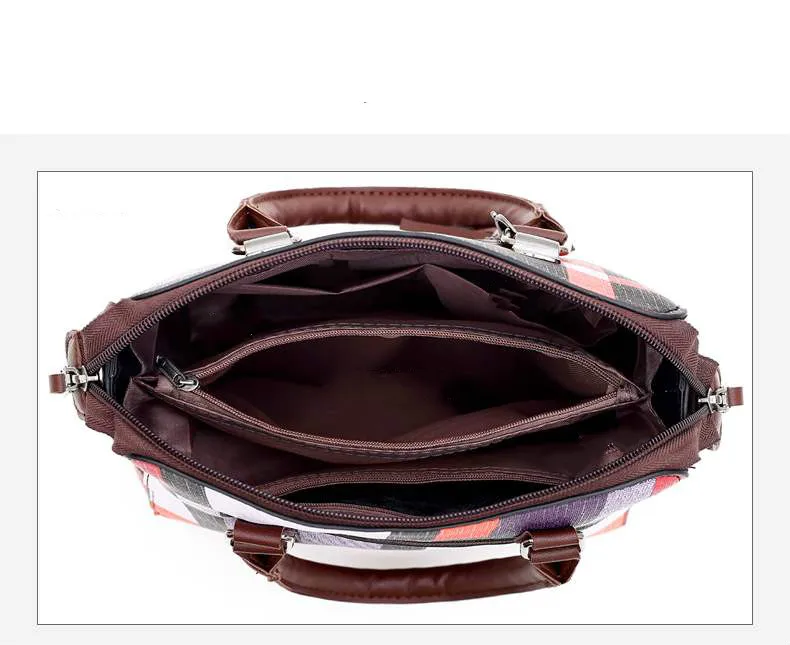 2020 Cheap Price New lady women shoulder bag grid constrant color 4 pieces pu handbag set