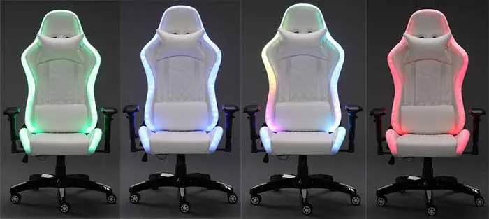 white and light blue gaming chair