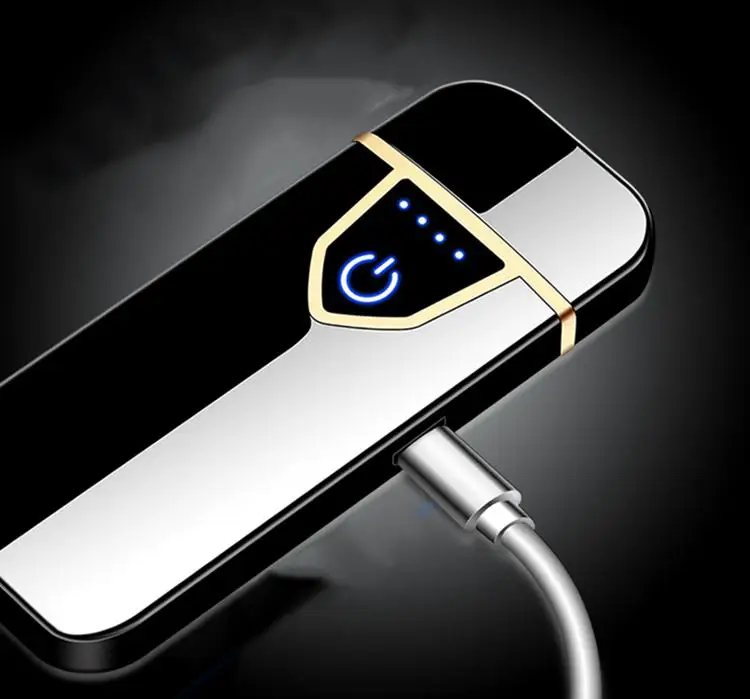 Customized Windproof Metal Flameless USB Rechargeable Electronic Touch Lighter.jpg