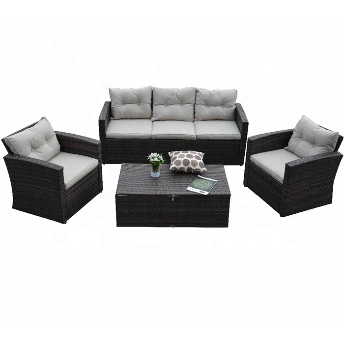 
Morden Living Modern Patio Rattan Furniture 5 Pcs Sectional Wicker Sofa Sets 
