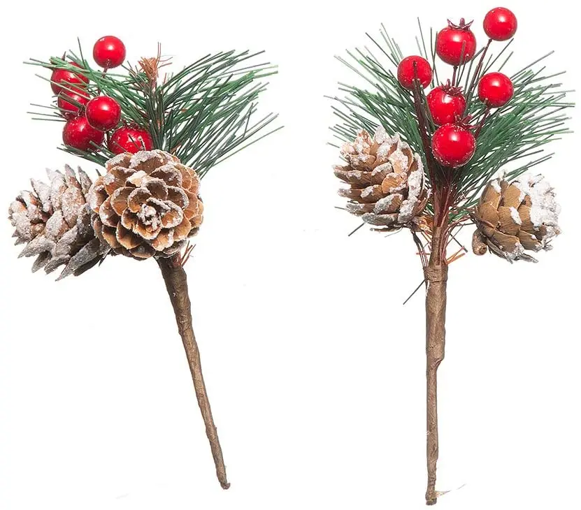 Artificial Pine Boughs For Christmas Pine Tree Picks Assorted Red Berry ...