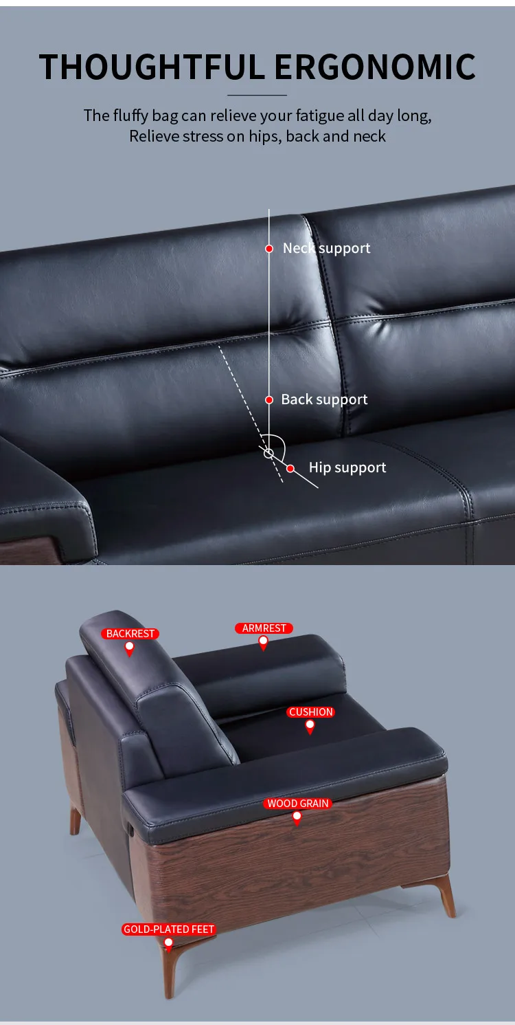 Pengpai Low Price Room 6 Seater Set Custom Leather Fabric Sofa