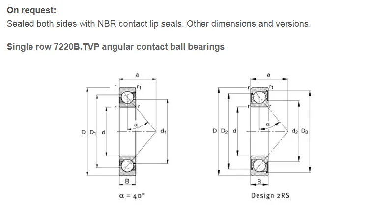 High Precision FAG Single Row Angular Contact Ball Bearing B7220-E-T-P4S-UL Bearing FAG
