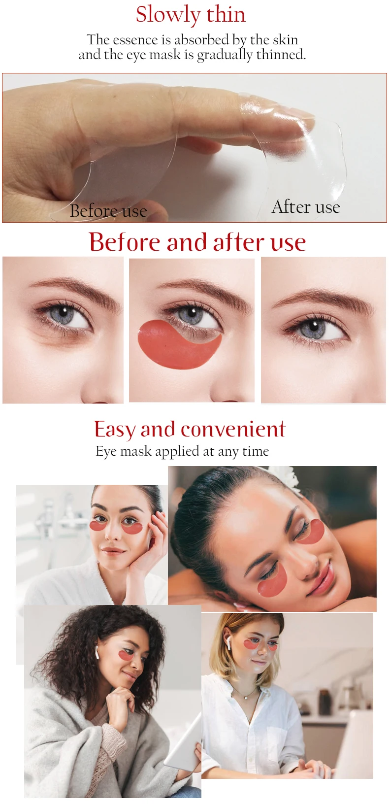 China Factory Nutrition Hydrogel Sleeping Ruby Collagen Eye Mask Patch