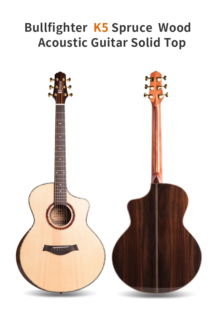 Bullfighter K5  Spruce  Wood 41 Inch Affordable OEM Acoustic Guitar Solid Top