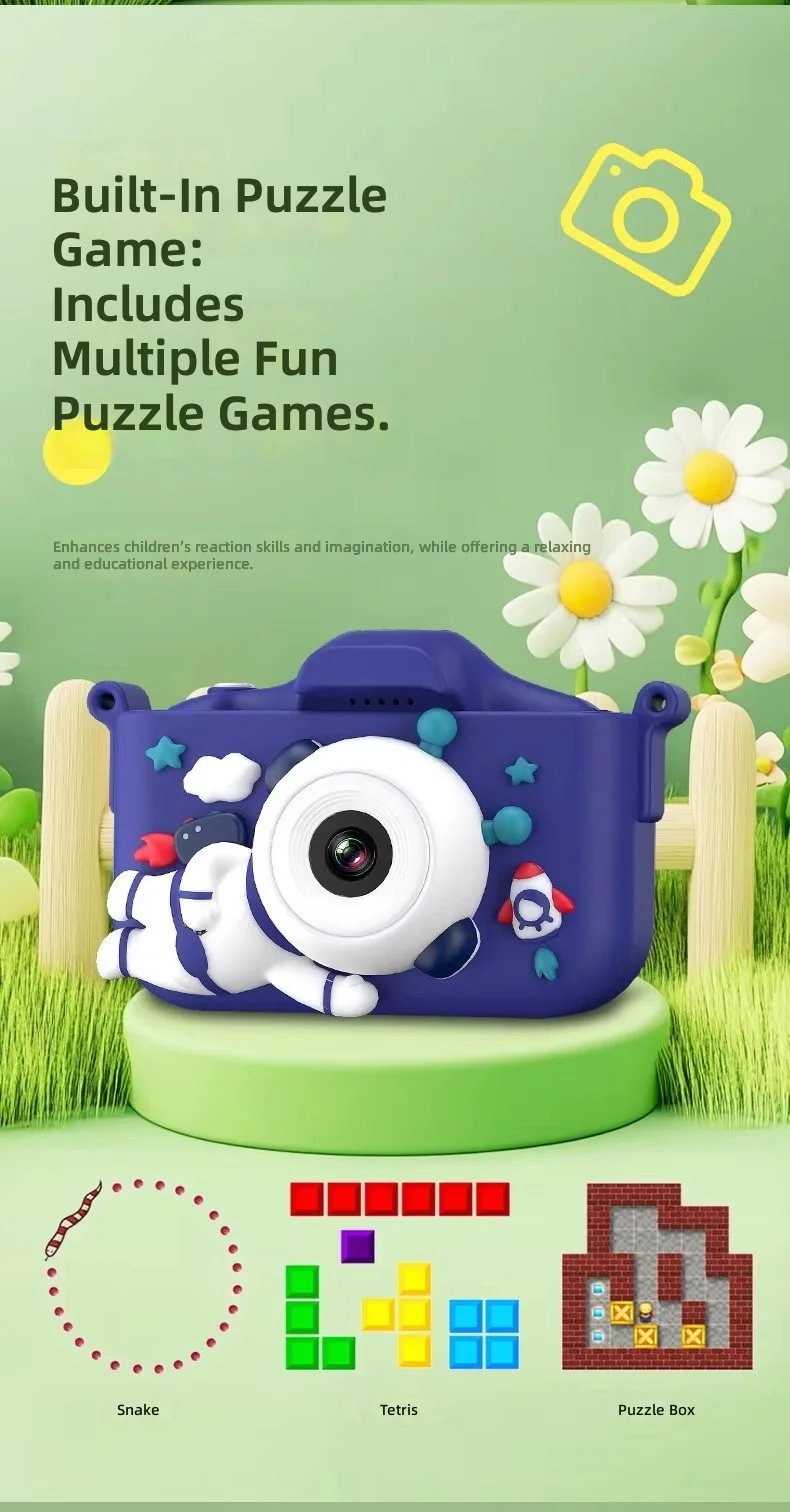 Children's Mini Silicone Camera Cartoon 2 Inch  140 Wide Angle-Purple preview 5