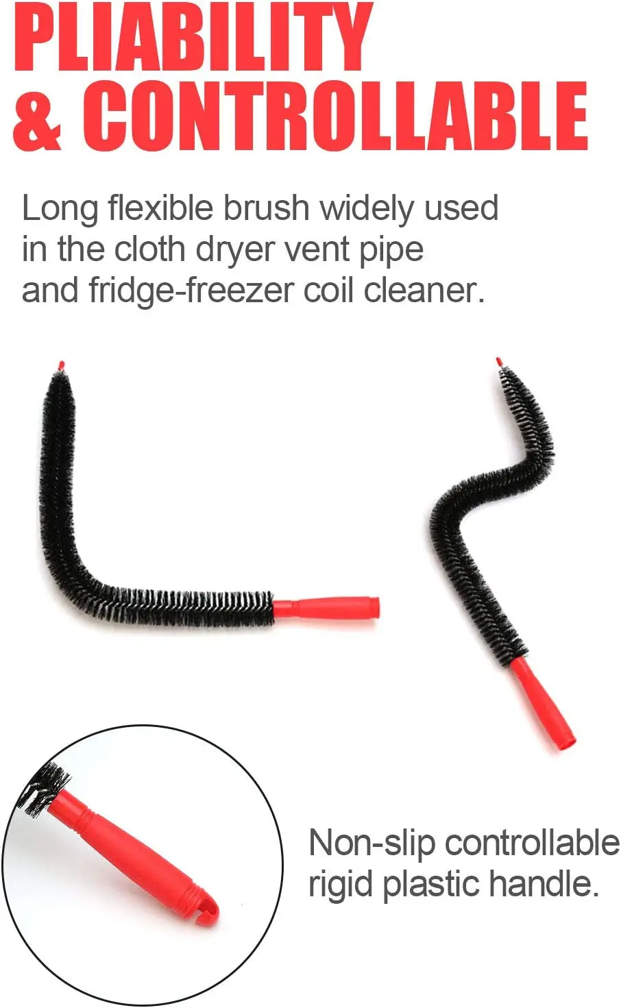 26 Inch Dryer Vent Cleaner Lint Brush,Long Flexible Refrigerator Coil