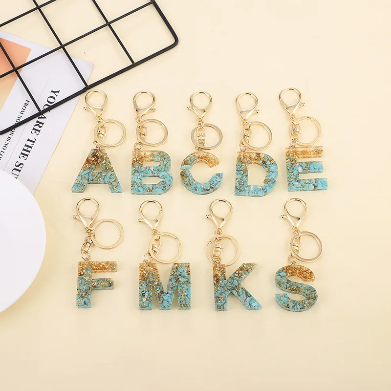 Wholesale Alphabet Bag Ring Diamond Personalized Letter Key Chain 