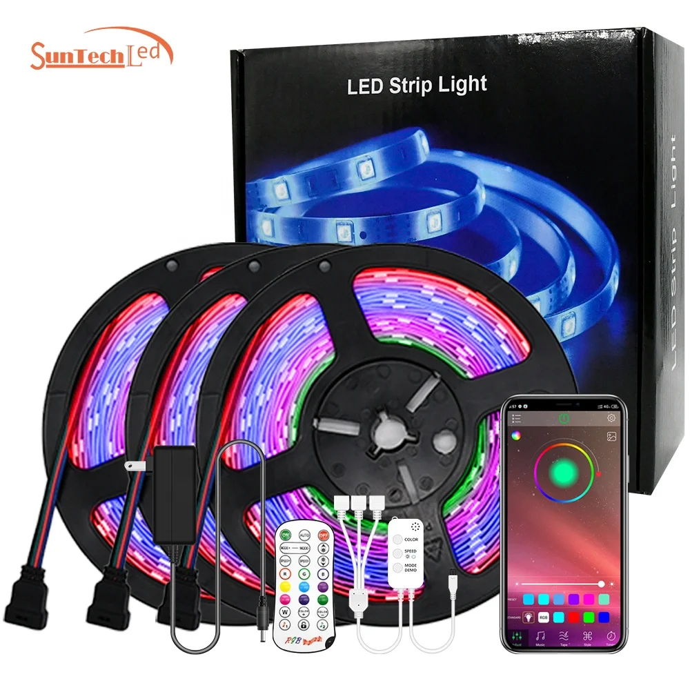 Factory price  Flexible Led Strip 30Leds Smart Phone Controlled  Lighting 3 in 1 Kit Waterproof 5050 Rgb Led Strip Light