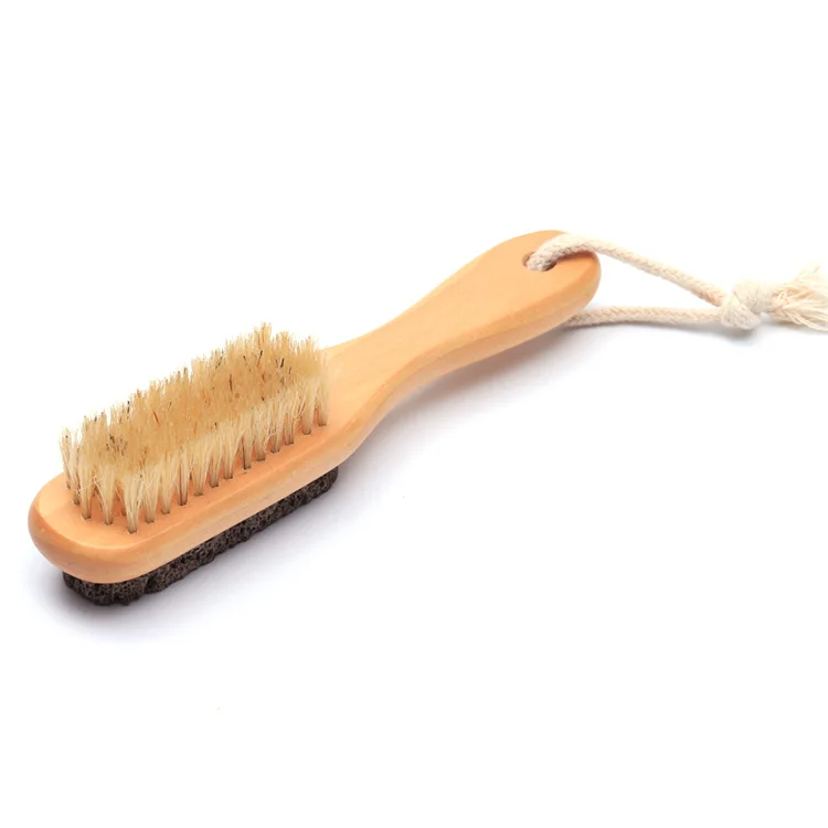 Long Handled Scrubber Exfoliating Foot File Wood Brush With Boar