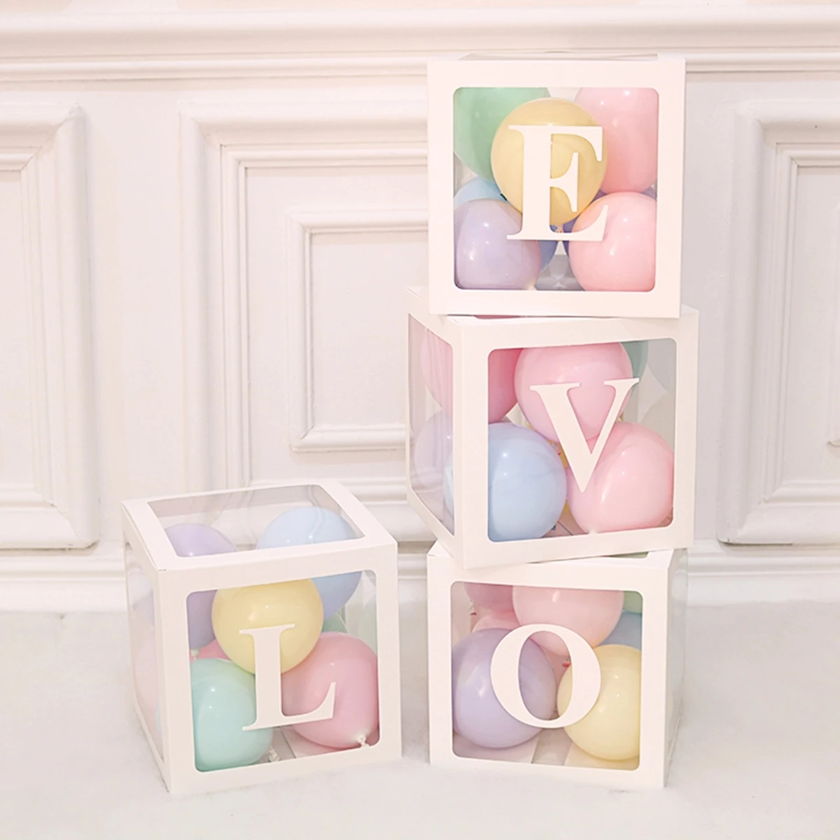 A-z Letters White Surprise Box Baby Shower Balloons Blocks Acrylic ...