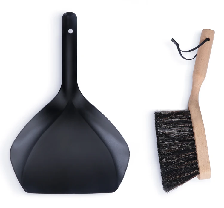 Masthome Metal Short Handle Cleaning Dustpan With Wooden Handle Brush