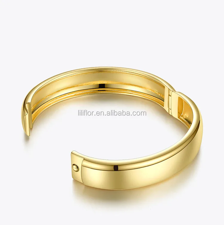 High Quality 18k Gold Plated Brass Jewelry Glossy Wide Cuff Bangles