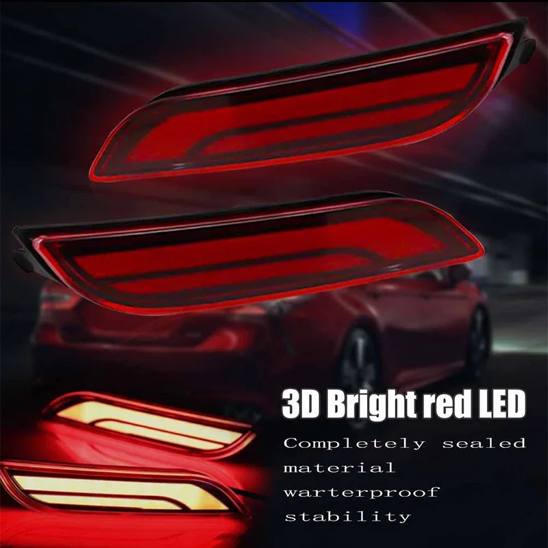 3d Optic Red Led Rear Bumper Reflectors Brake Tail Lights Lamps For ...