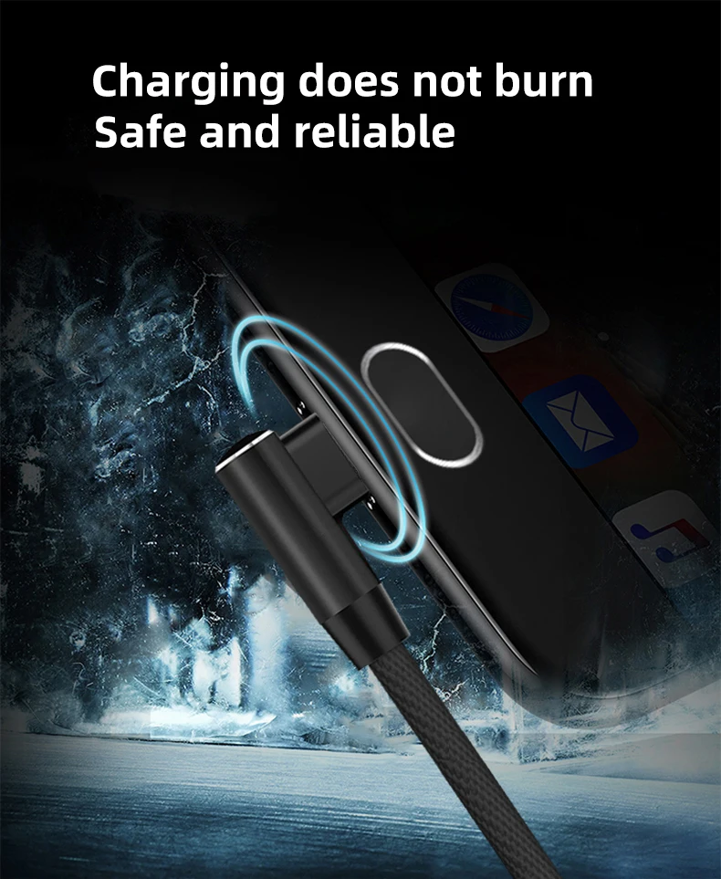 Hot selling 3ft Double Elbow USB Cable 3A micro Type-C Sync Data Nylon Braided fast charging cable for mobile game data cables - ANKUX.COM