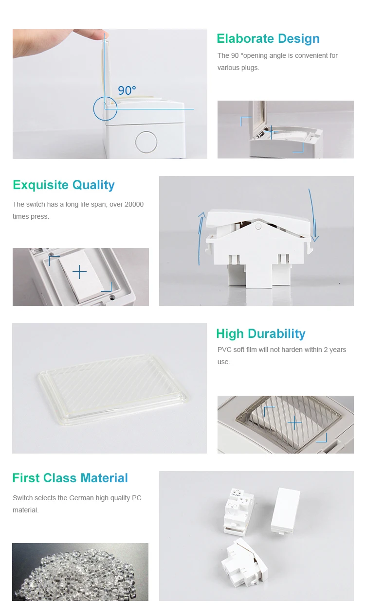Surfaced Installation Household Socket Waterproof 13A UK British Standard Wall Socket