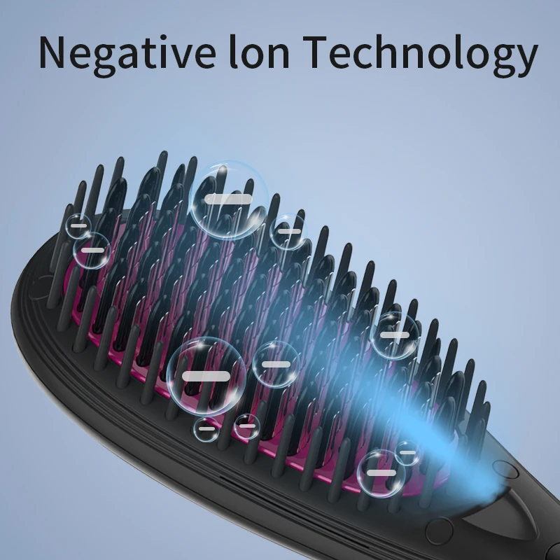 Hair Straightener Brush Lcd Display And Ceramic Fast Heating For Thick