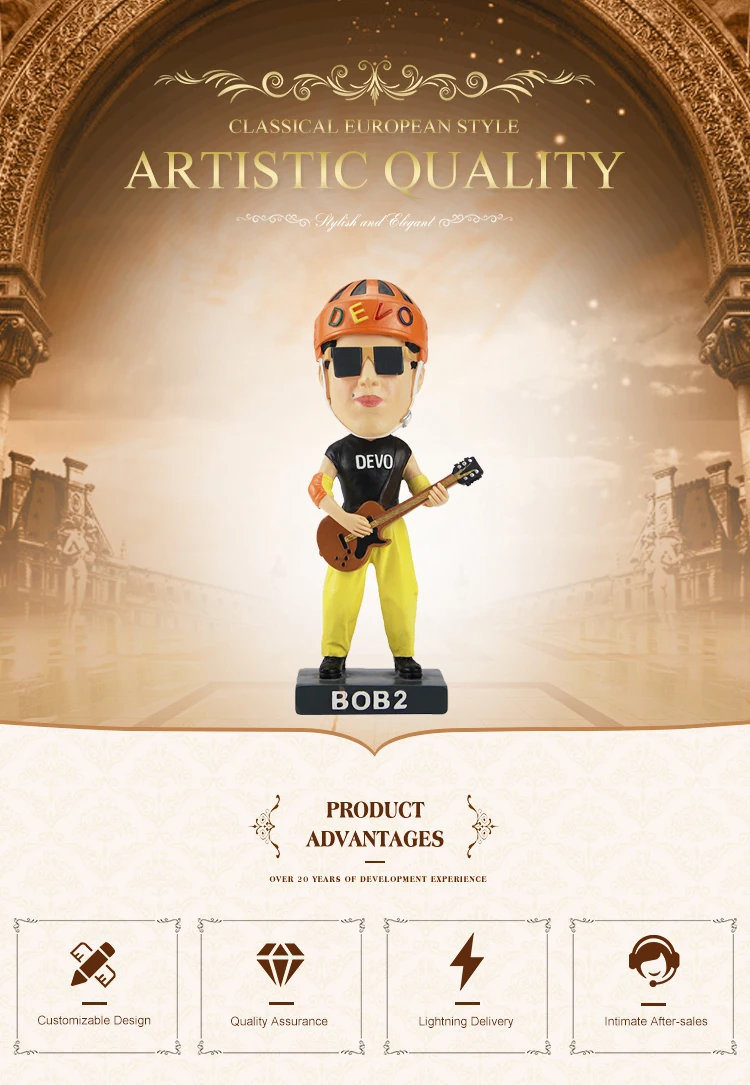 High Quality Handmade  Funny Resin Music Super Star Bobble Head Figurine