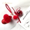 wholesale stabilized preserved rose Mink hair furball keychain key rings car acrylic felt keychain
