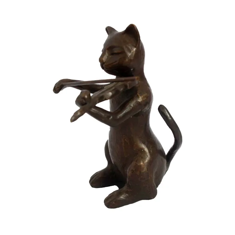 Mini statuette chat en bronze 6cm Création artisanale 
