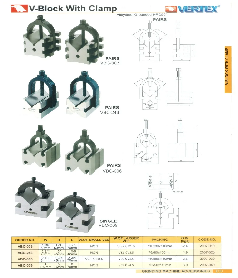 Taiwan VERTEX V-Block with Clamp VBC-009 - Precision