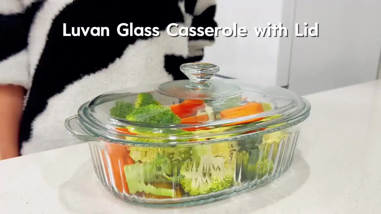 Modern Home Party Kitchen Oval Transparent Glass Casserole Baking