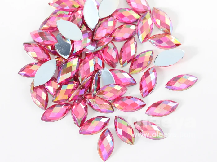 Wholesale 7x15mm Chessboard Horse Eyes Flatback Nail Art Non Hotfix Acrylic Rhinestones for Garment Accessory