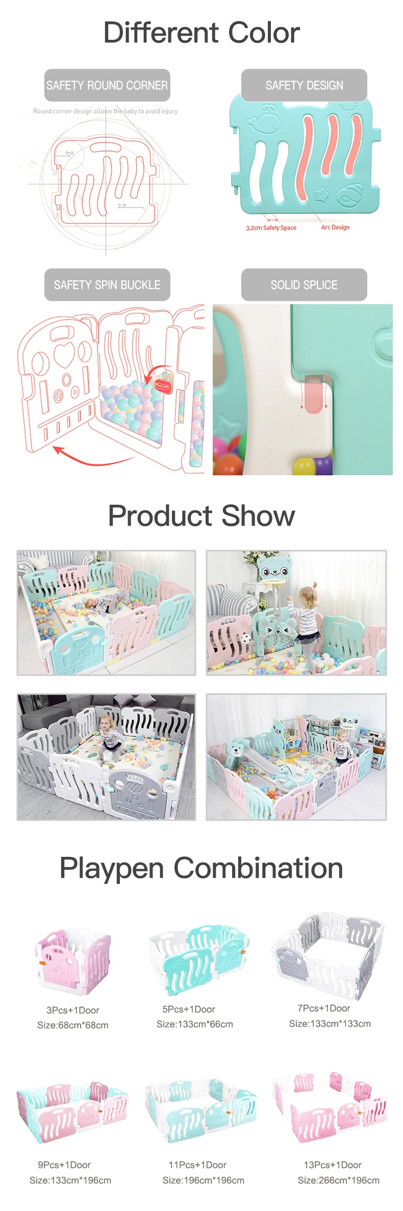 Feelkids Hot Sale Baby Fence Plastic Indoor Playpen for Children Bedroom & Living Room Use manufacture