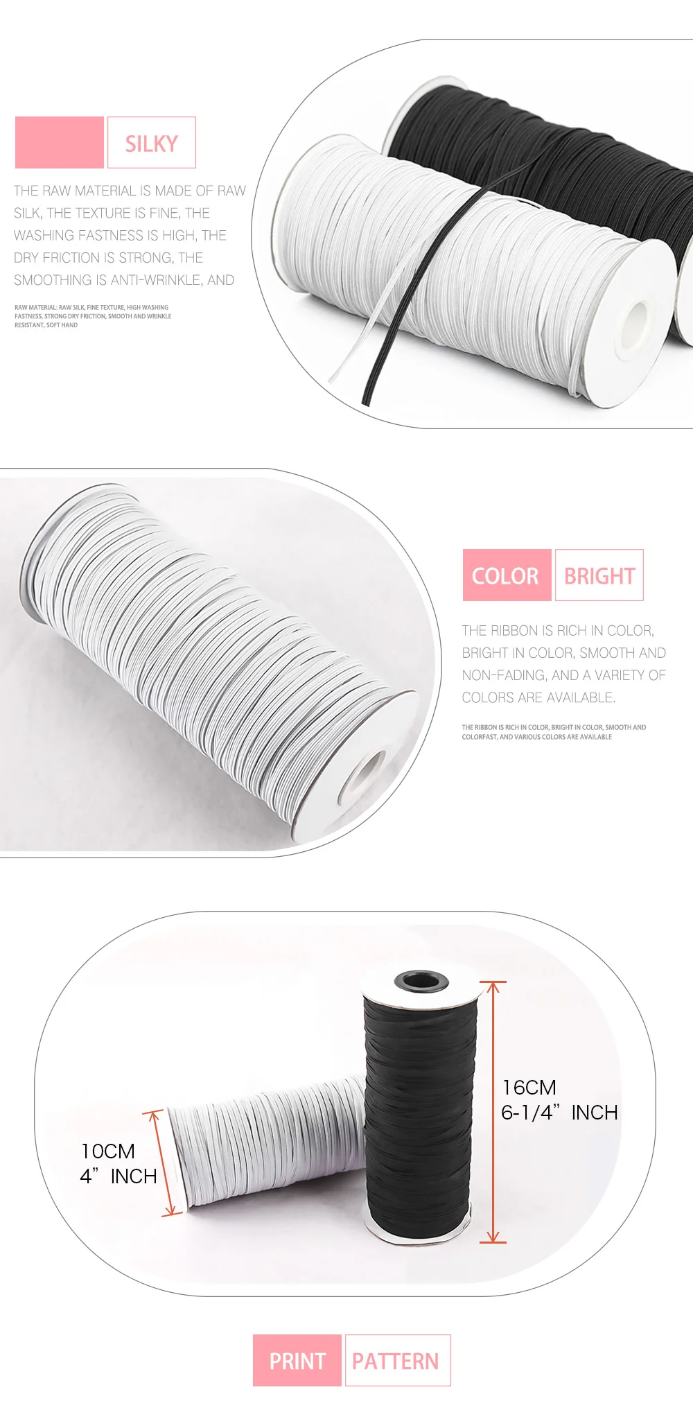 In Stock Factory Band Elastic Wholesale 6mm Elastic Band/custom White