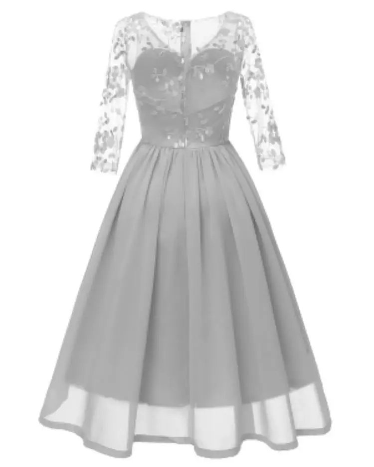 2019 New Arrivals Half Sleeve V-Neck Applique A-Line Prom Dress Bridal Wear