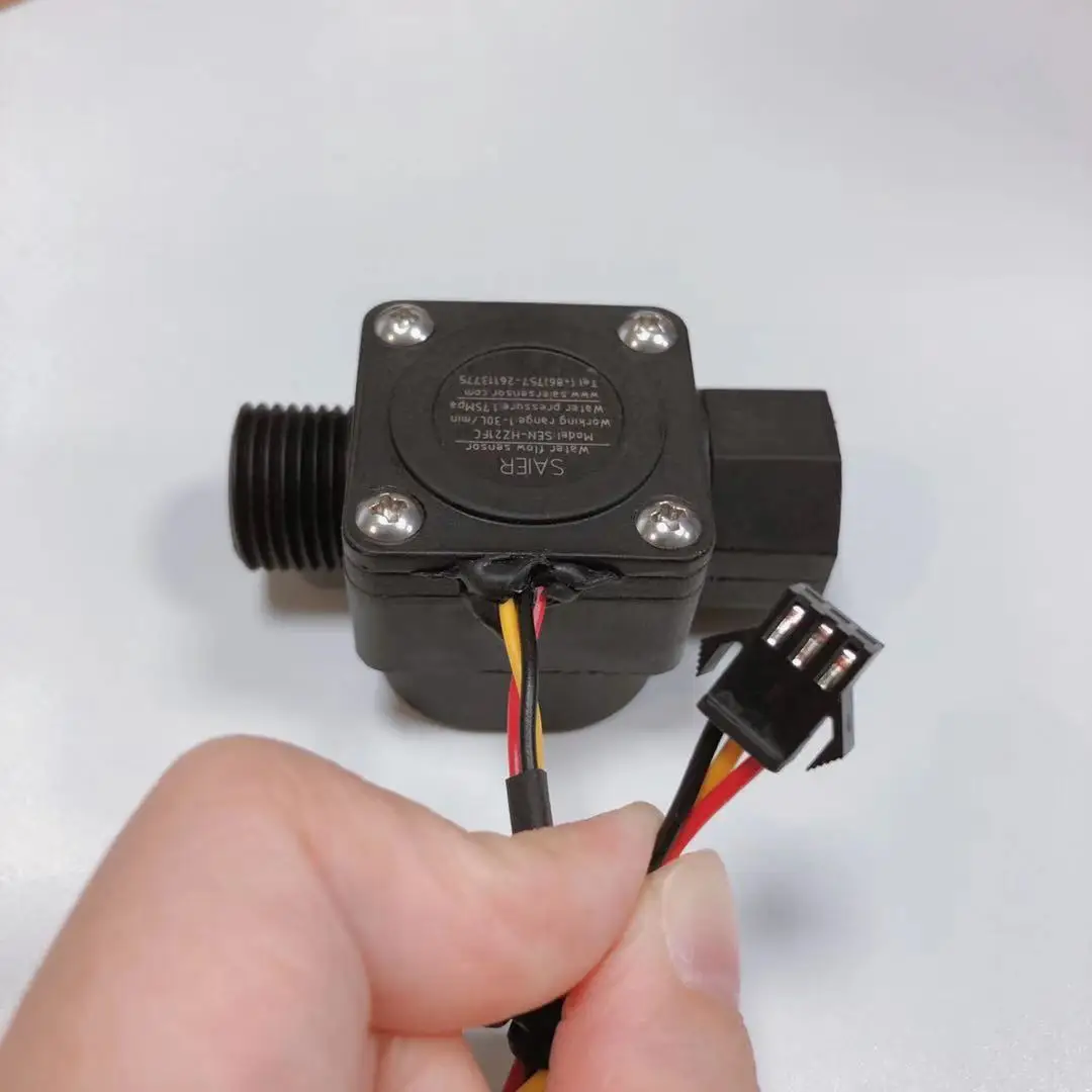 黑色尼龙 dn15 流量传感器水 3 芯电缆温度液体流量开关探头用于电动
