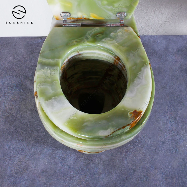 Custom Luxury Green Onyx Marble Stone Sanitary Ware WC Toilet Bowl