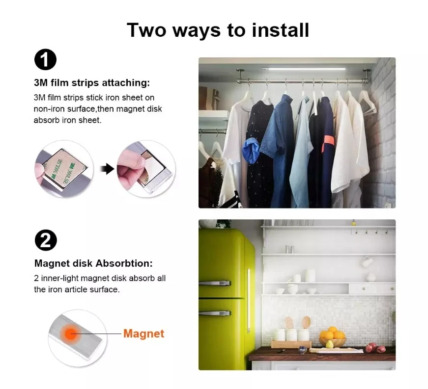 Ultra Slim Usb Interior Cupboard Cabinet Wardrobe Wall Chest 76 Leds PIR Motion Sensor Wireless Led Night Lights