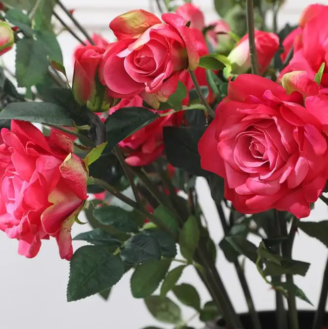 design hot selling colorful silk 5 heads artificial rose flower