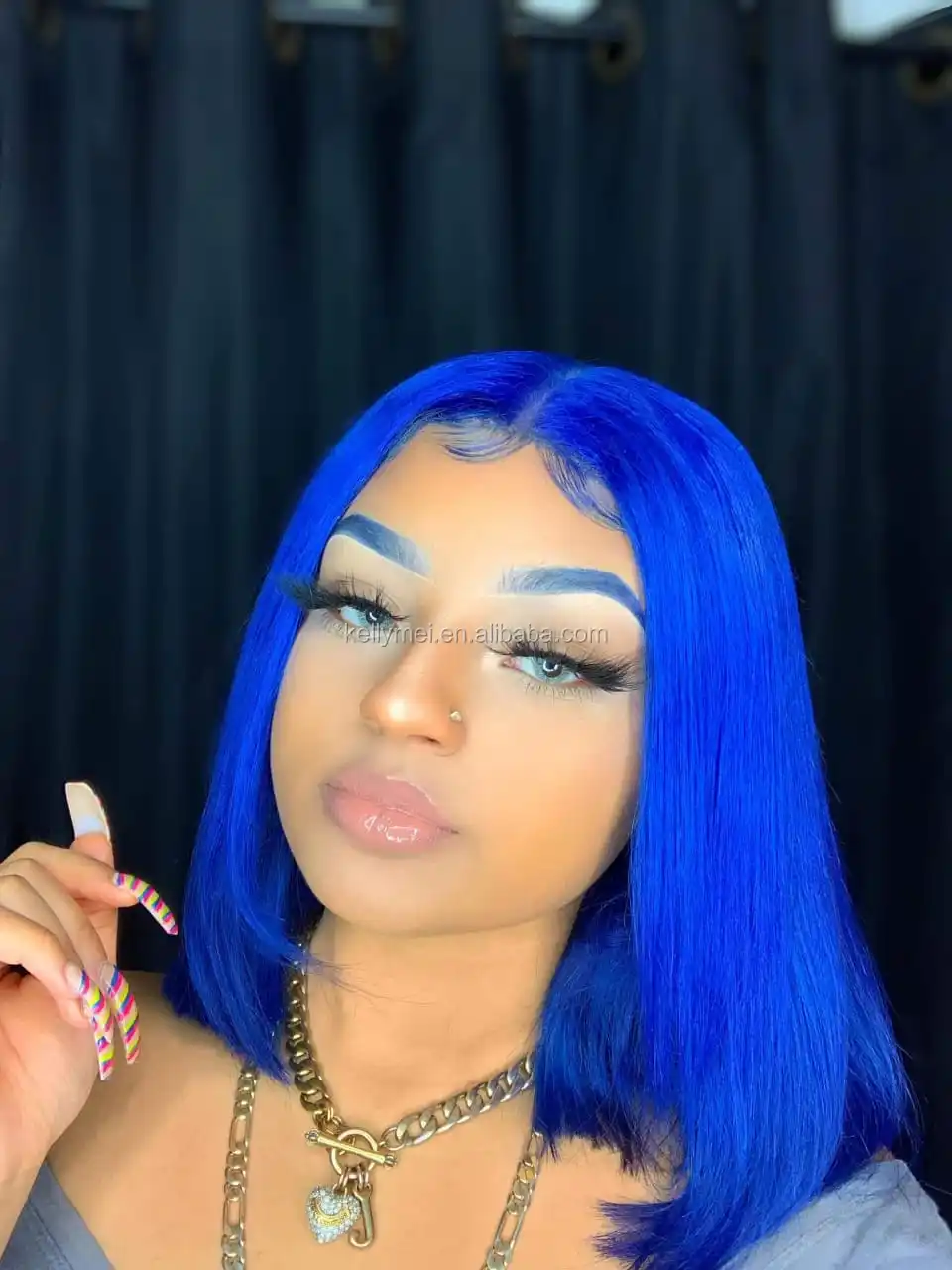 Royal Blue Blunt Cut Bob13 4inch Lace Front Full Lace 13 6inch Deep Part Lace Virgin Human Hair Wigs Fast Drop Shipping Buy Blue Human Hair Lace Wig Lace Front Human Hair Wig Deep Part Lace Front