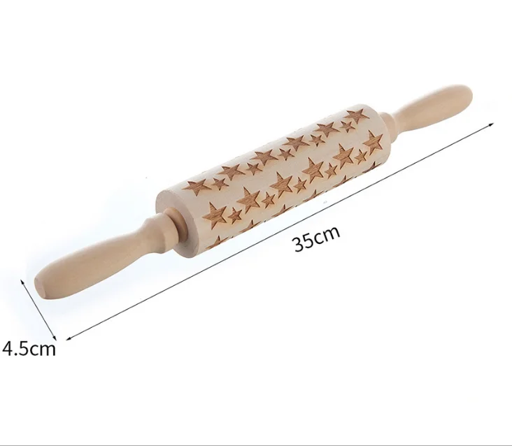 Factory Direct Wood Christmas printing baking carving embossing Cookies Rolling Pin