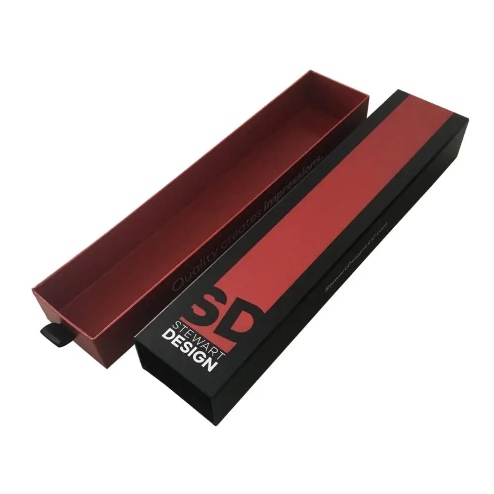 New Design Full Printed Custom Long Custom Gift Flower Slide Drawer Packaging Box with Ribbon Tab