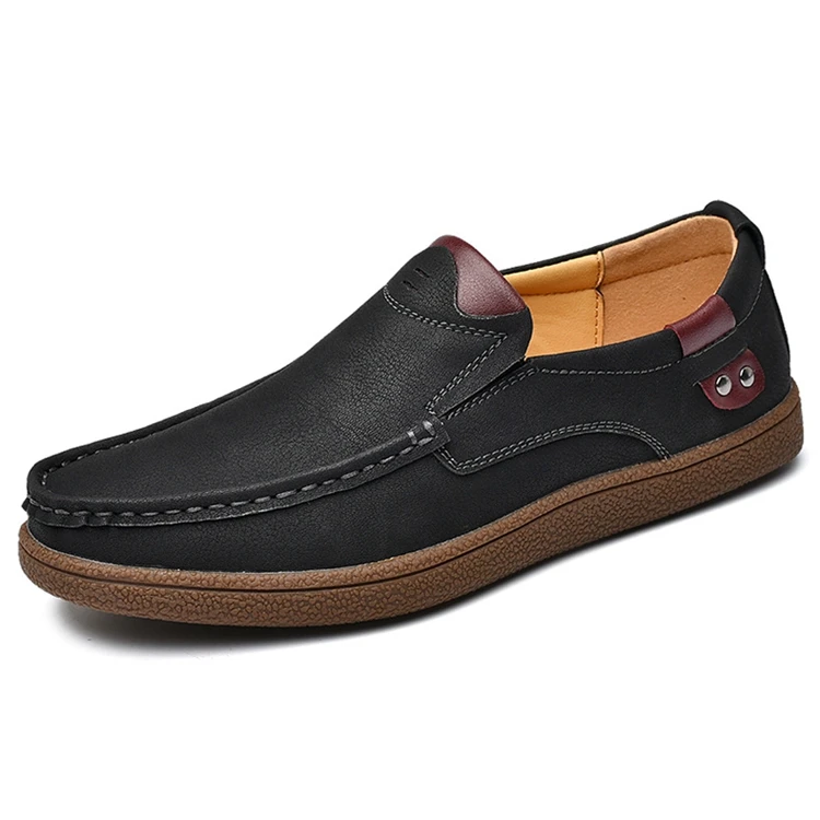 Dress Shoes Male Flat Non-slip Casual Slip-on Driving Hand Stitching ...