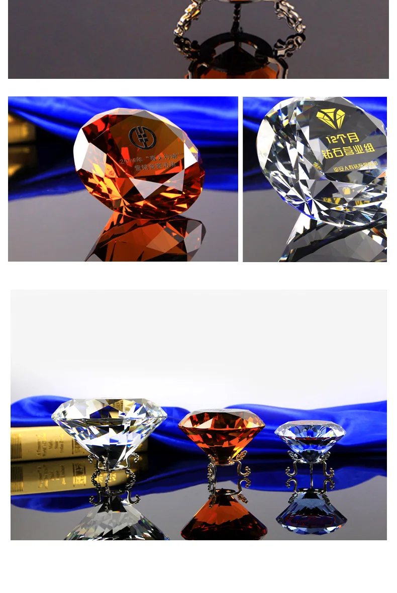 wholesale crystal shinning multi-color diamonds with your logo engraved, awards, wedding gifts supplier