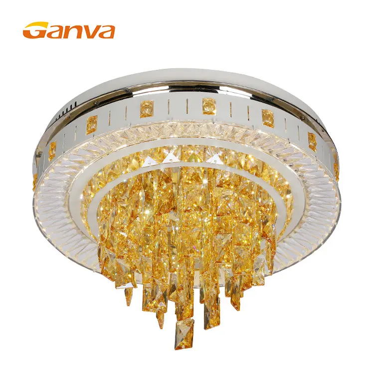 Wholesale Modern European Style Design New Large Round Golden Luxury Glass LED Ceiling Light