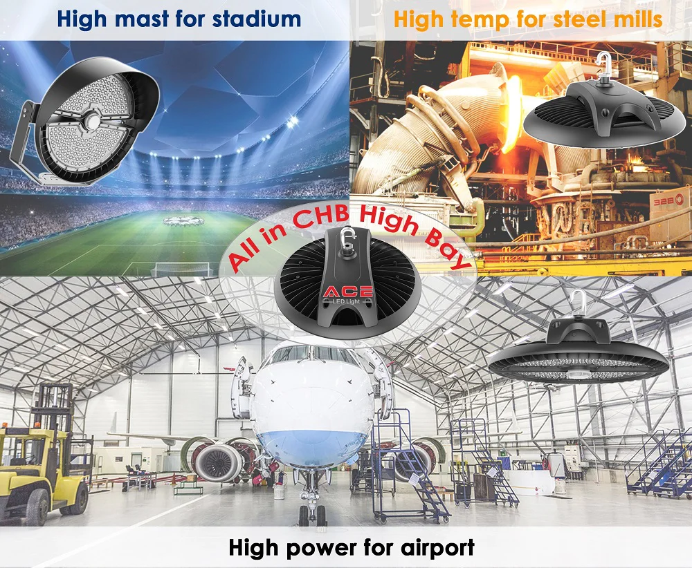 White Shell Housing Industrial Lighting 180lm/w 300w UFO LED Highbay Light - ANKUX.COM