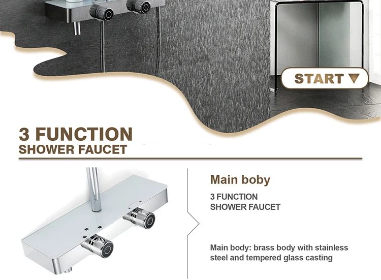 Bathroom high quality brass cold and hot shower faucet modern style Bath Shower Faucet with platform