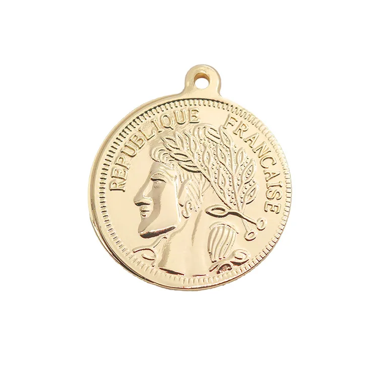 

Jewelry Accessories Vintage 14K Gold Plated Commemorative Portrait Coin pendant for Diy Necklace