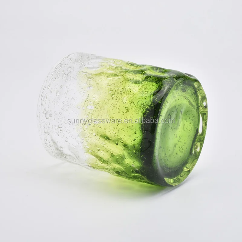6oz 8oz green glass candle holders