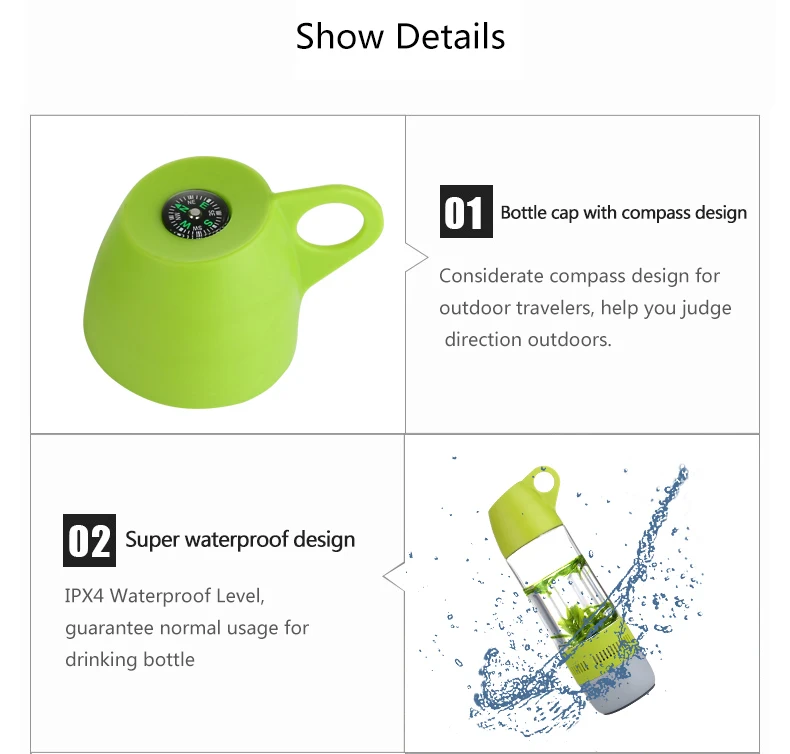 wireless tritan material waterbottle with bluetooth speaker for outdoor bicycle riding - ANKUX Tech Co., Ltd
