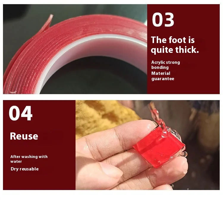 High Temperature Resistant Transparent Nano Tape Double-Sided Automotive Adhesive Waterproof High Adhesion Traceless Masking