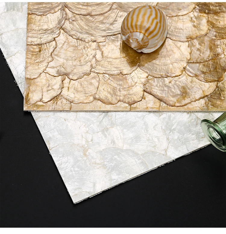 300*300mm Custom natural sea mosaic shell mirror shell mosaic fish scale mosaic tile mother of pearl shell tile decor
