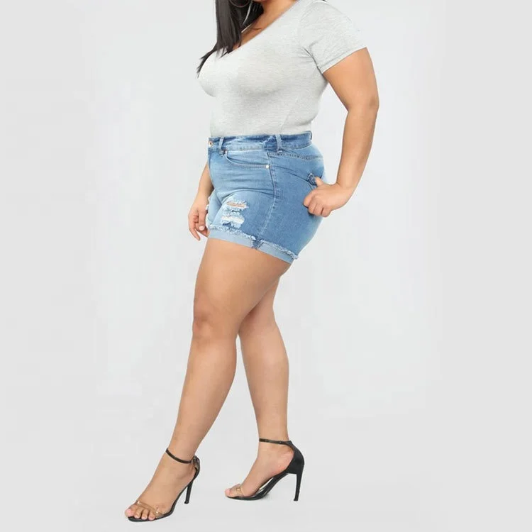 White-Ladies-Plus-Size-Cotton-Spandex-Mid-Thigh-Shorts-0 - Women's Plus Size Desi Clothing