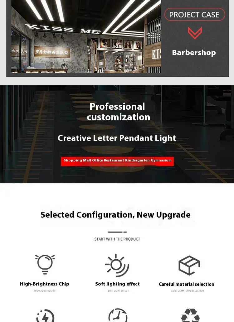 product modern style letter shaped led ceiling chandelier customized design for kindergarten studio library classroom-5