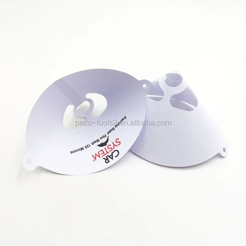 Printed logo paper paint strainer for filtering paint
